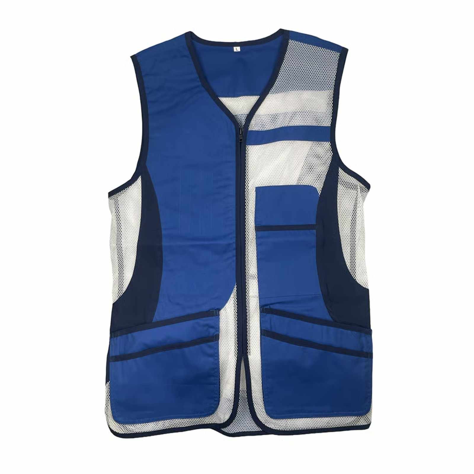 White and Blue Contrast netted lightweight GILET