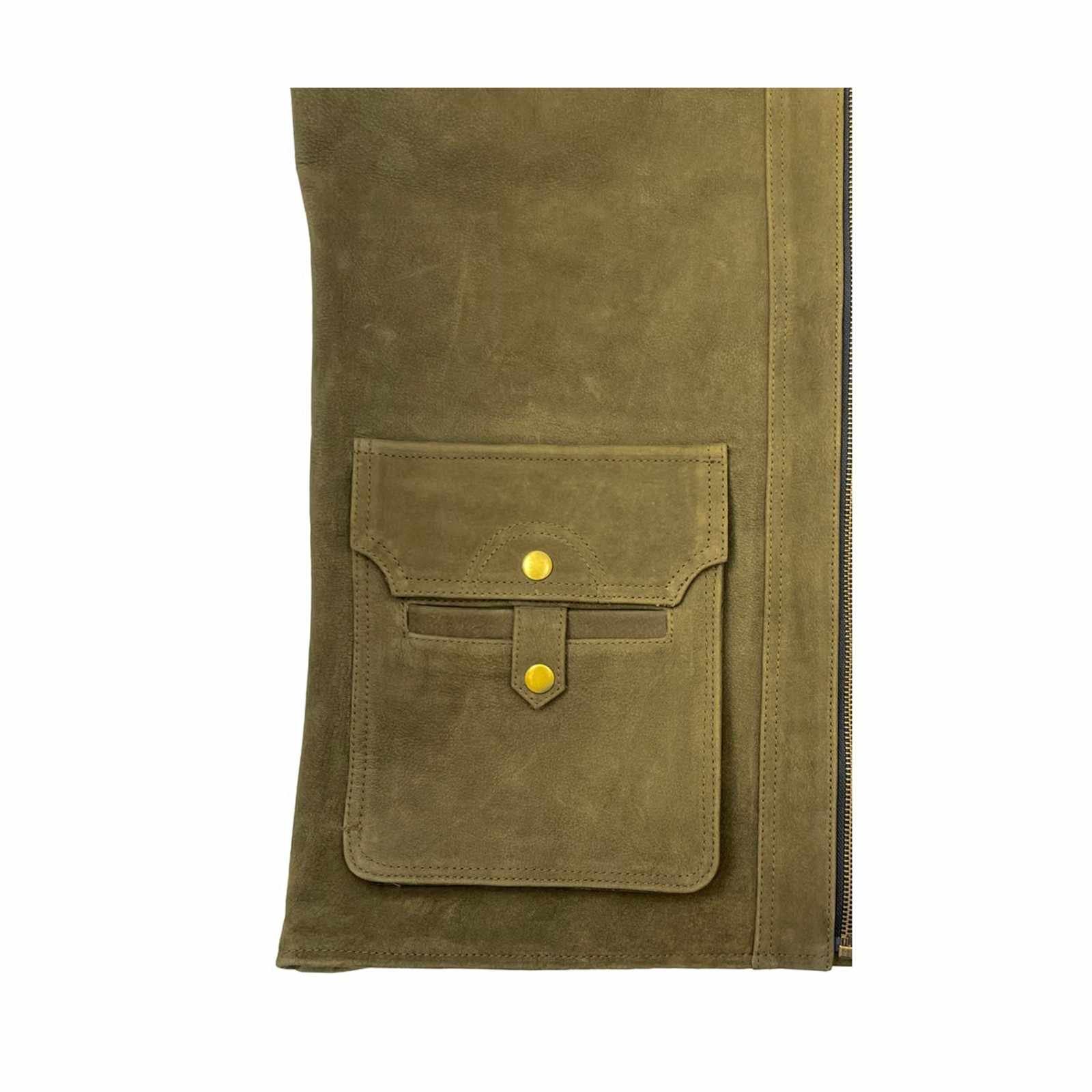 Premium leather gilet with large front flapped pockets - Image 5