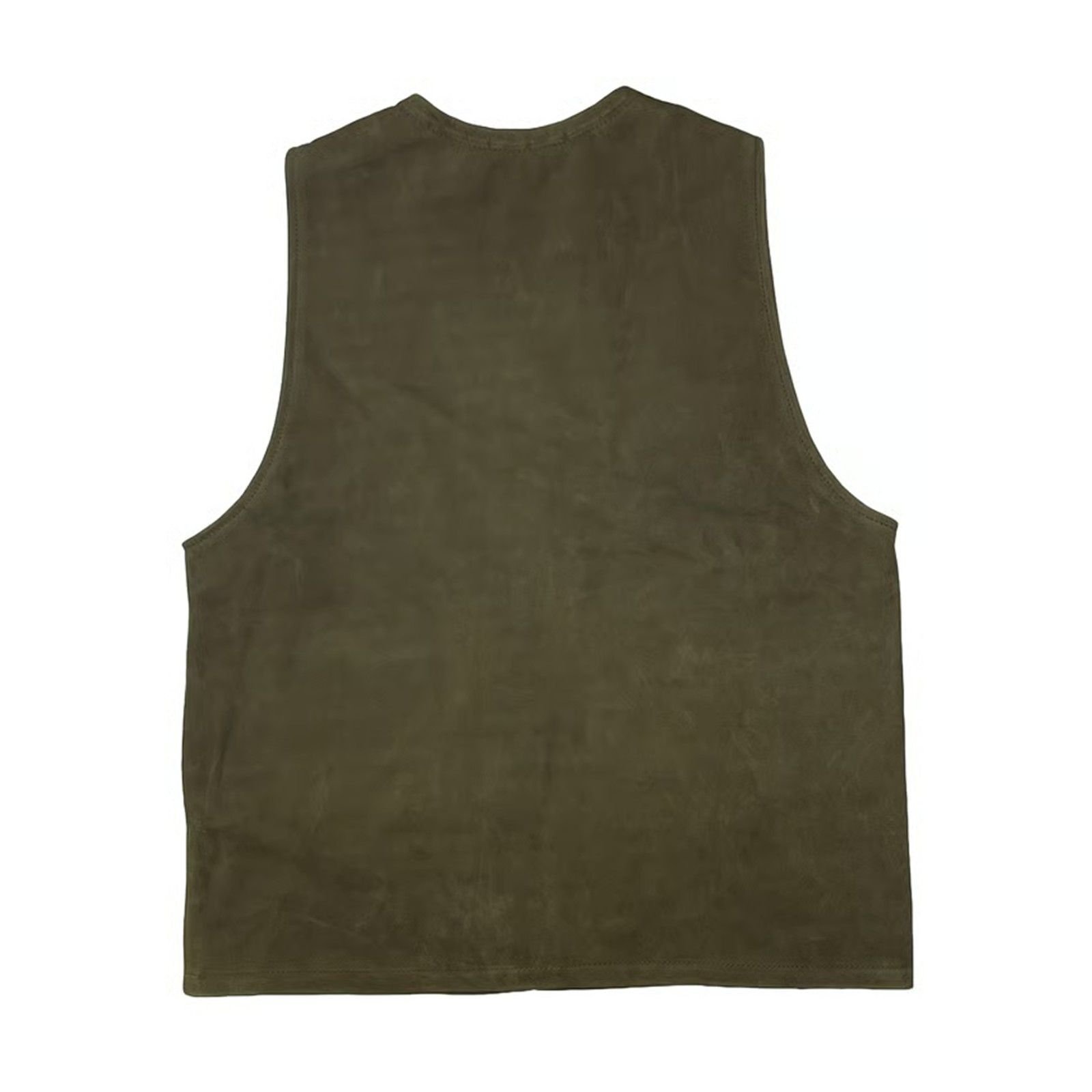 Olive leather GILET - Image 4