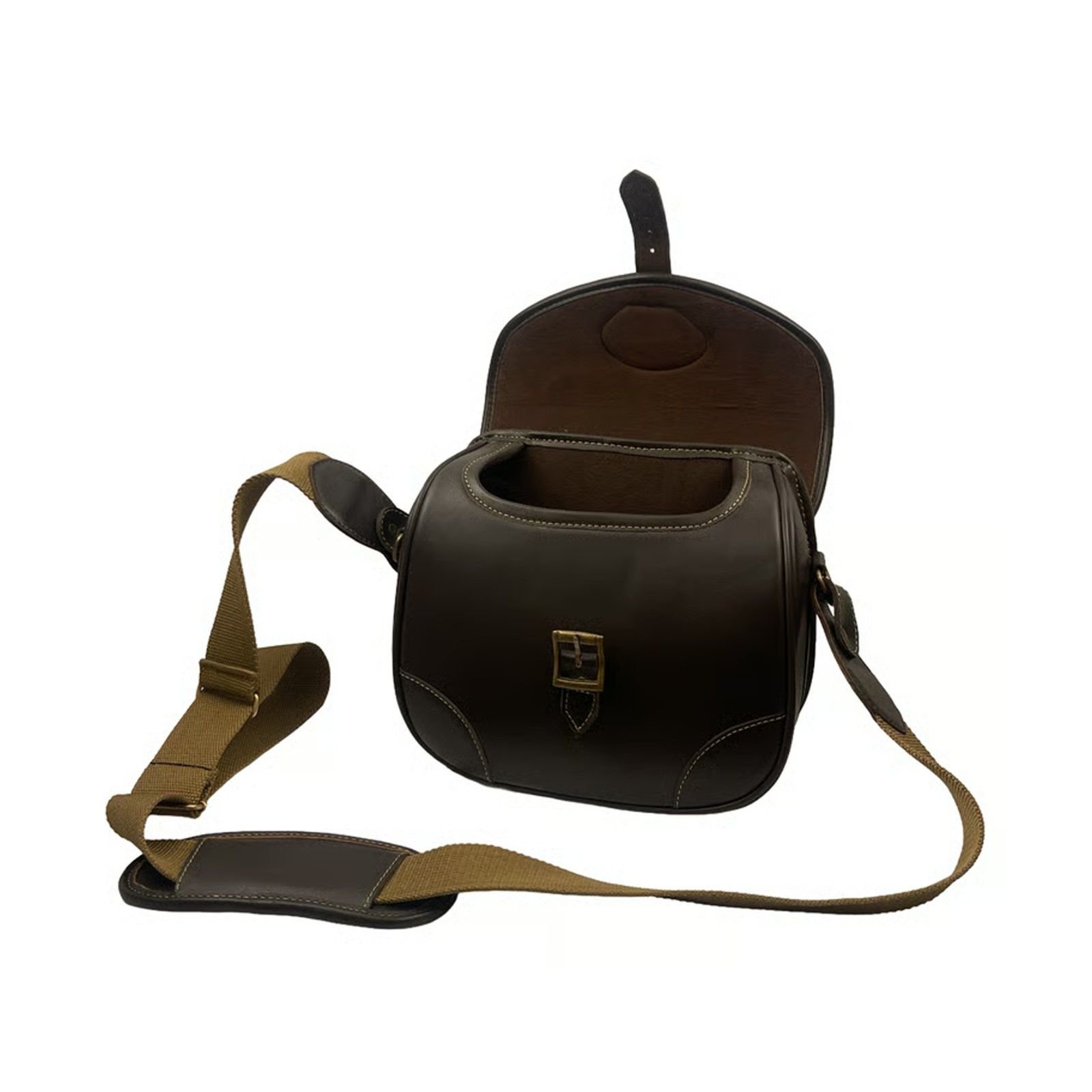 Genuine Leather Cartridge Bag Dark Brown - Image 3