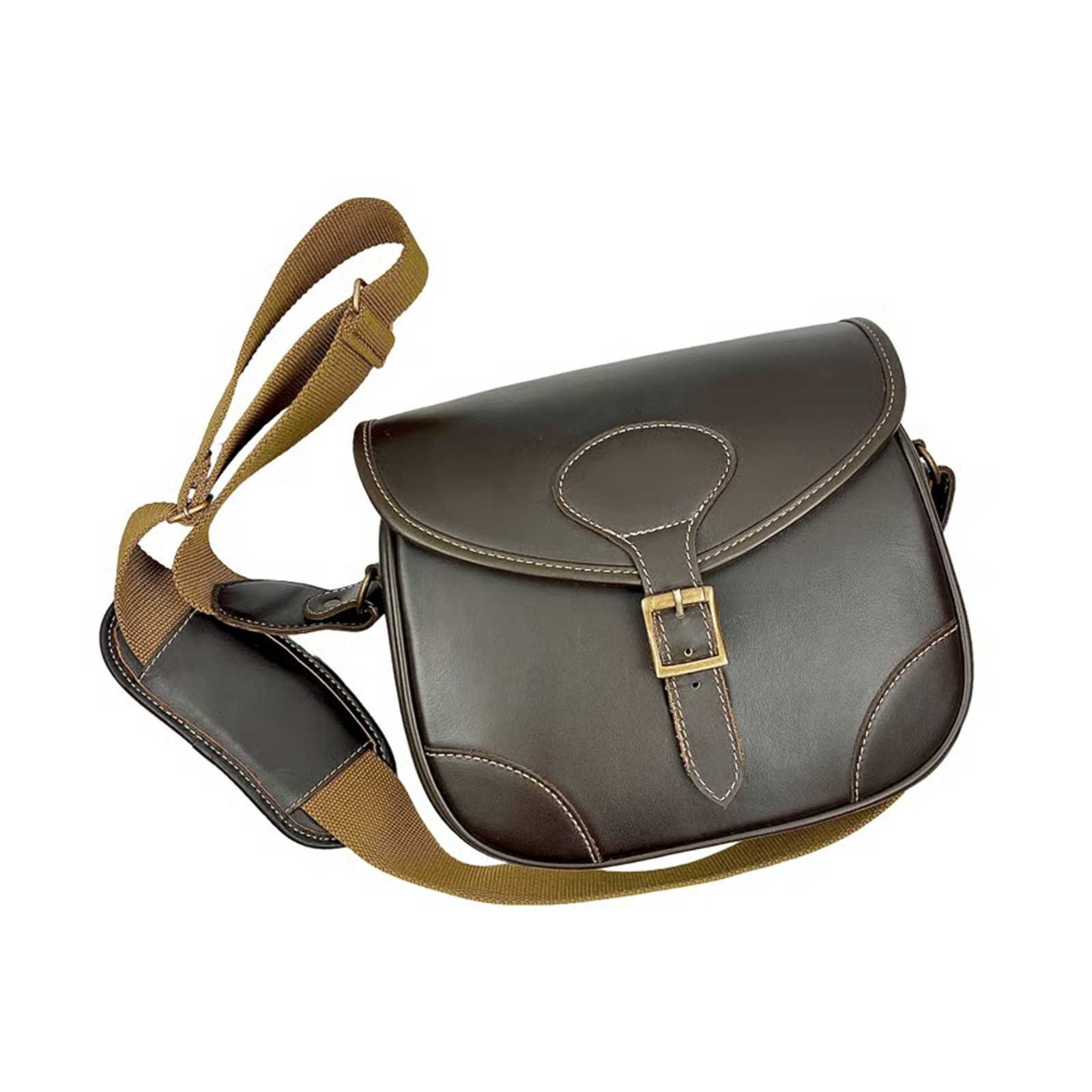 Genuine Leather Cartridge Bag Dark Brown